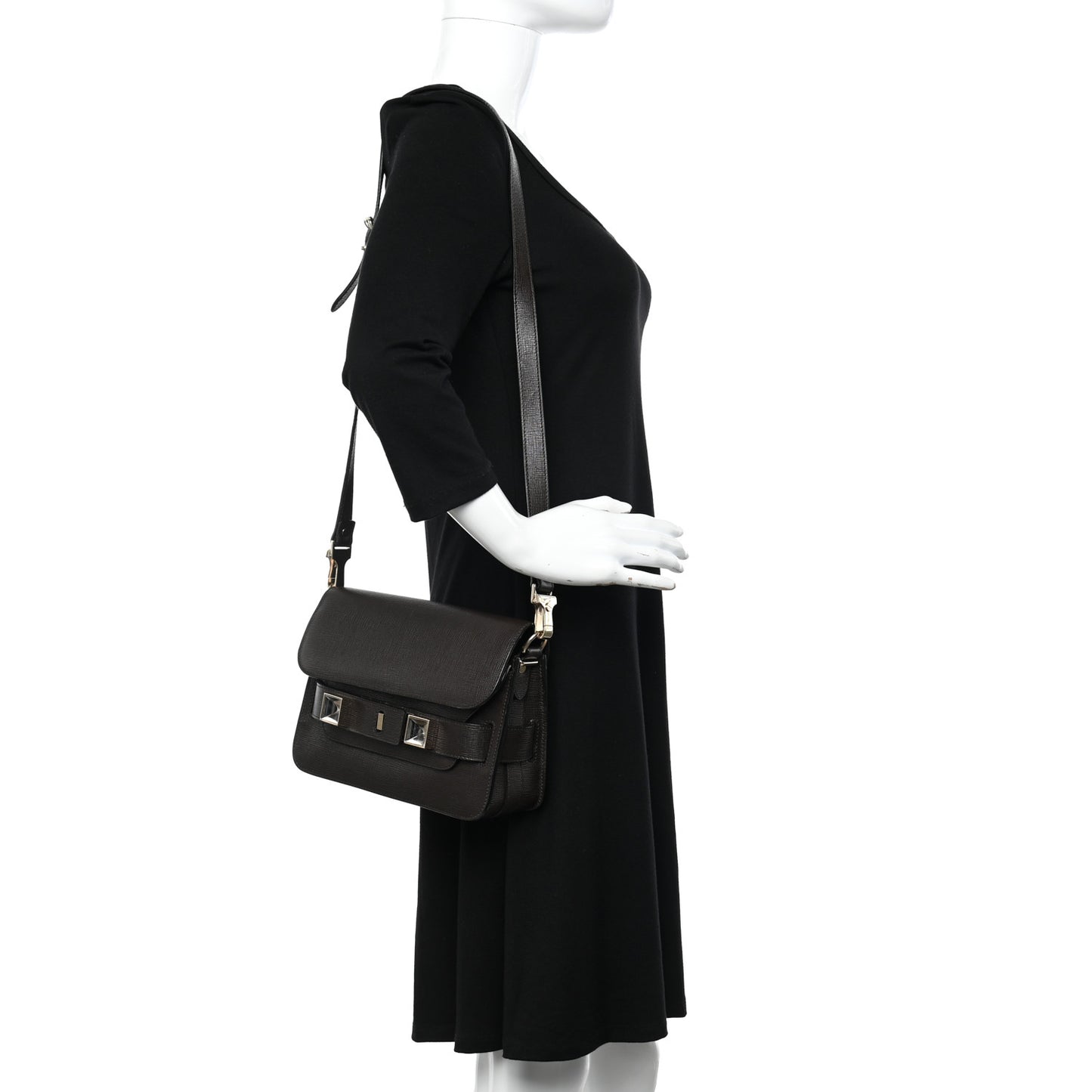 New Linosa Mini PS11 Classic Shoulder Bag Chocolate Brown