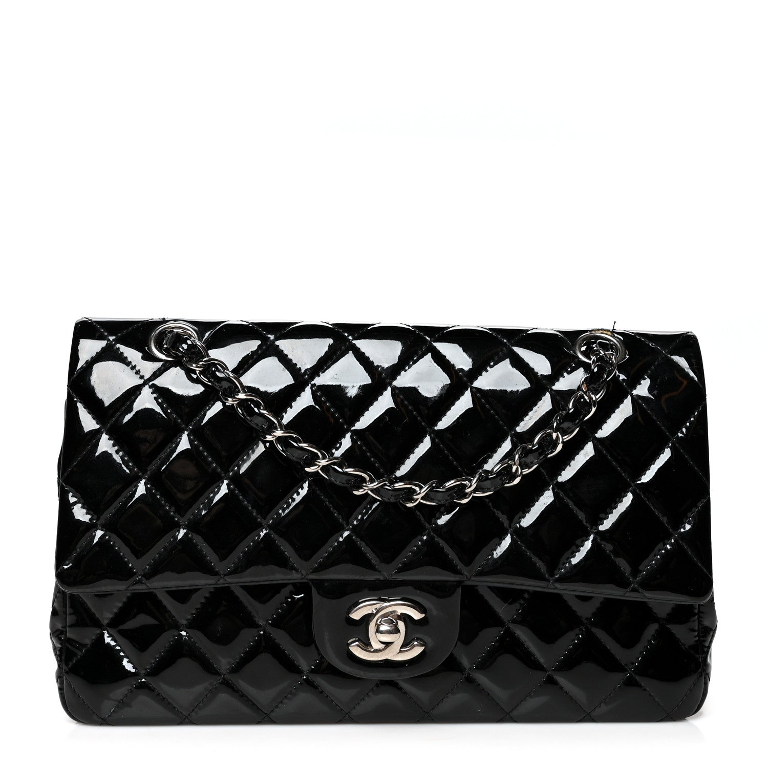 Chanel Patent Quilted Medium Double Flap Black 1 of 11