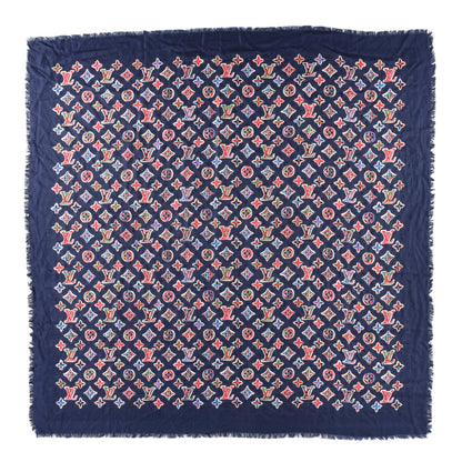 Louis Vuitton Wool Silk ABC Monogram Shawl Navy 1 of 3