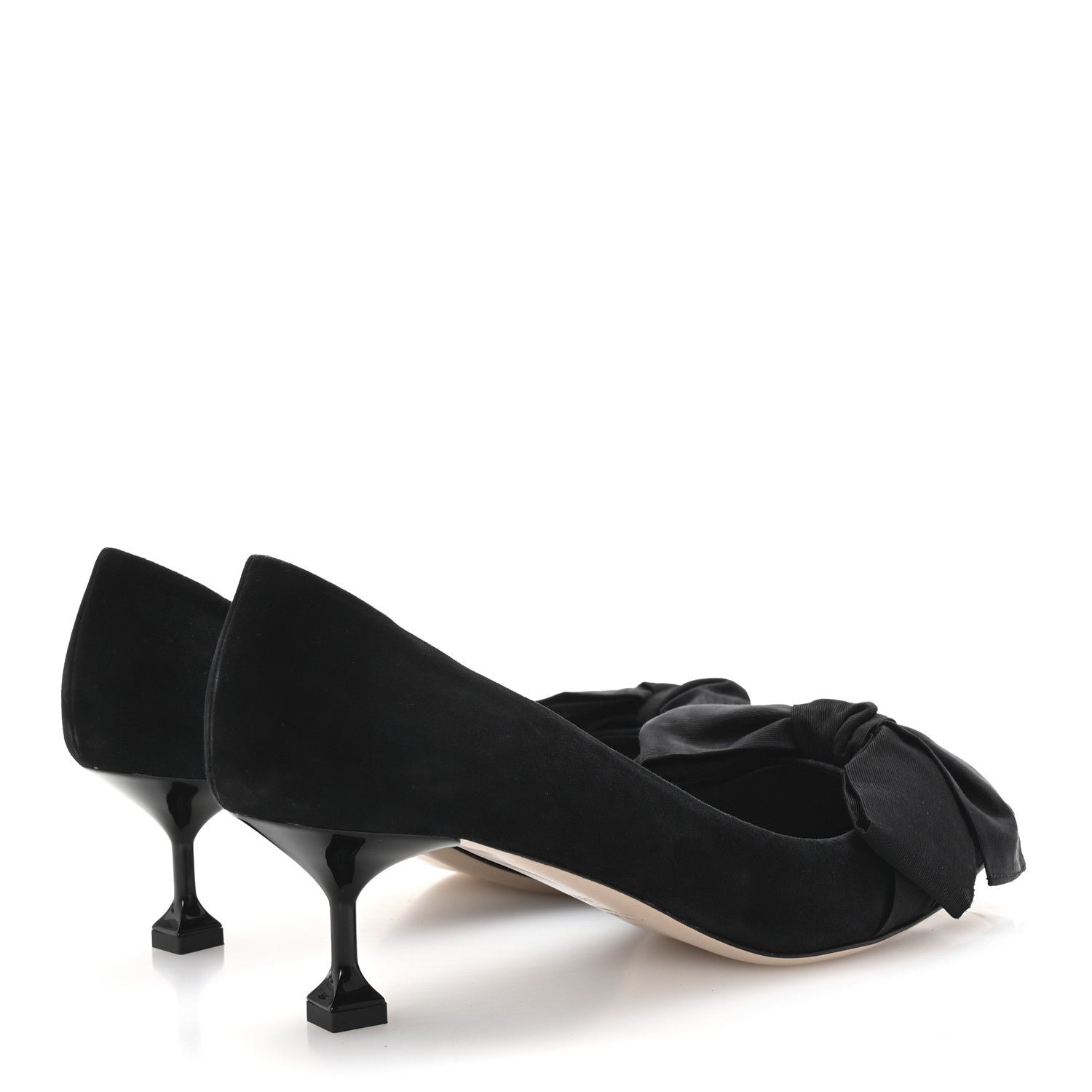 Miu Miu Suede Grossgrain Bow Kitten Heel Pump 39.5 Black 5 of 8