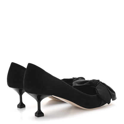 Miu Miu Suede Grossgrain Bow Kitten Heel Pump 39.5 Black 5 of 8