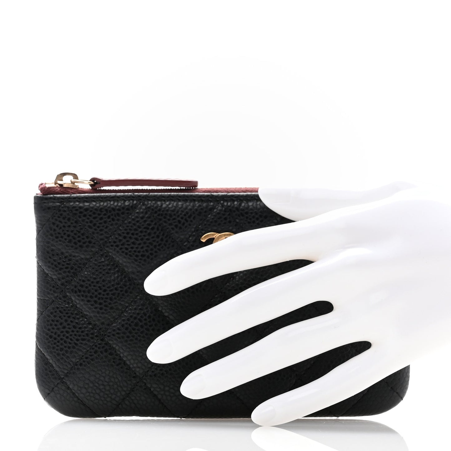 Caviar Quilted Small Cosmetic Case Black