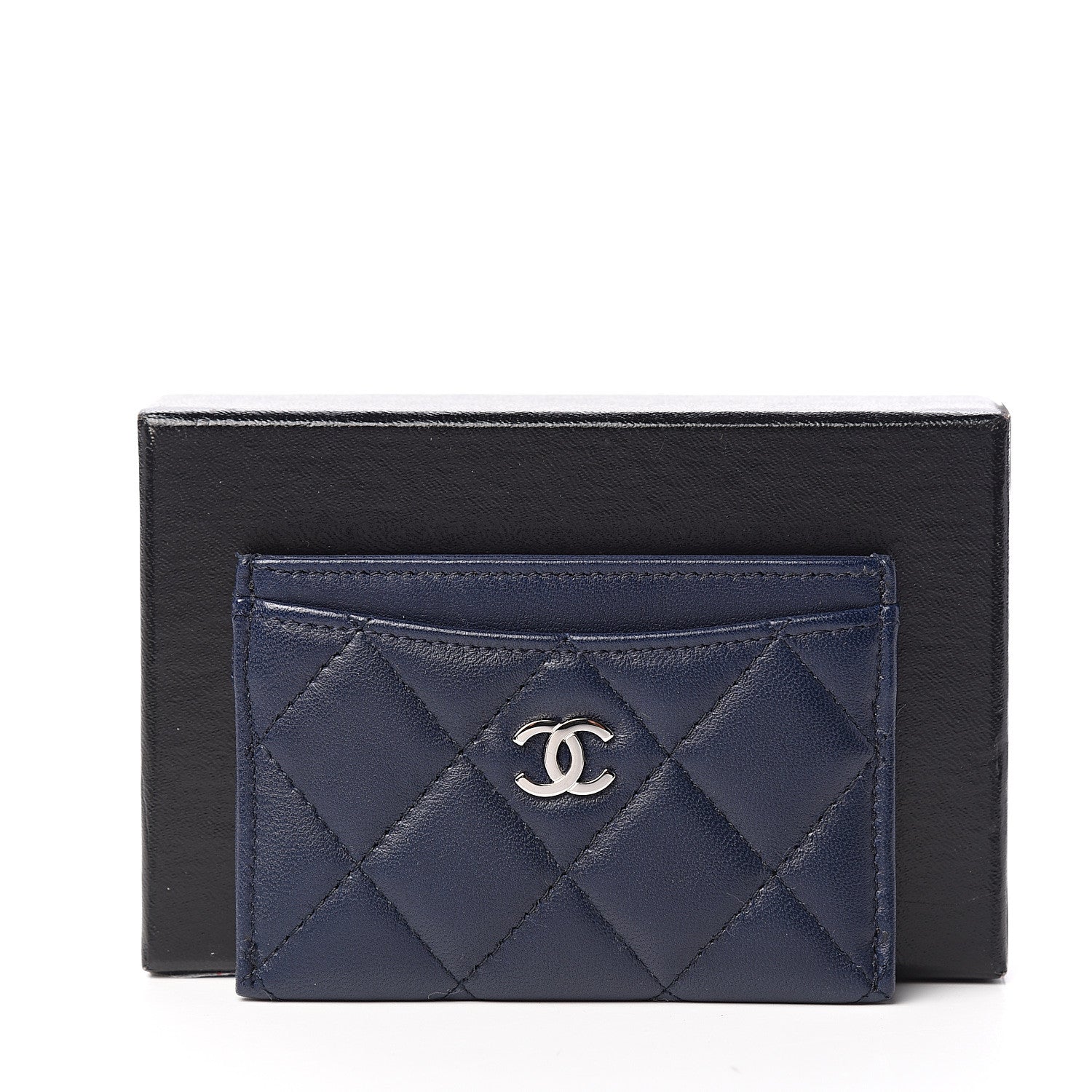 Chanel Lambskin Quilted Card Holder Navy Blue 8 of 8