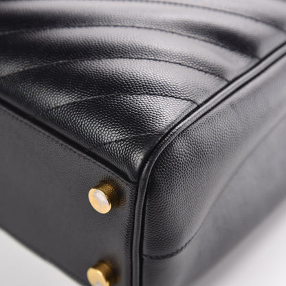 Saint Laurent Grain De Poudre Matelasse Chevron Monogram Shopping Bag Black 14 of 18