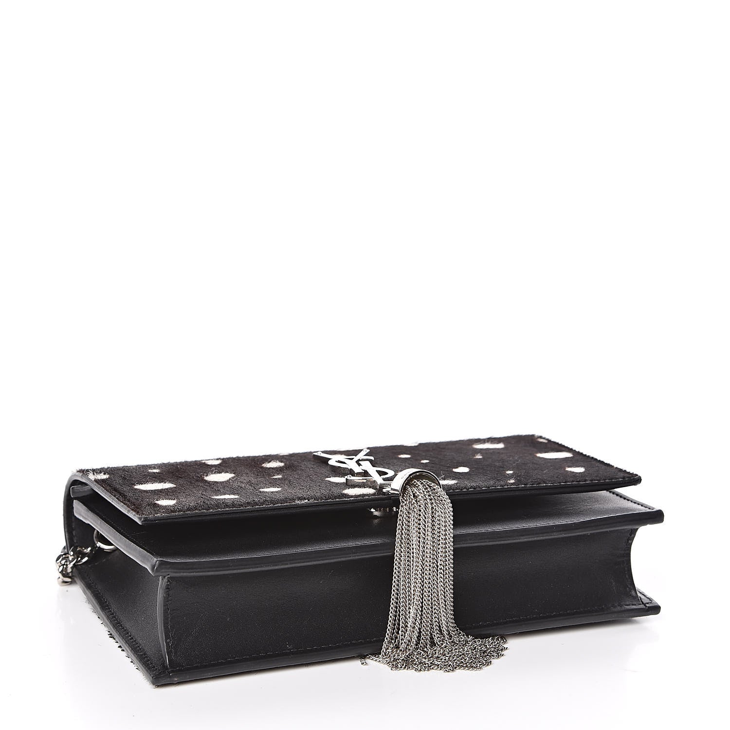Saint Laurent Calf Hair Spotted Monogram Kate Tassel Chain Wallet Black 4 of 9
