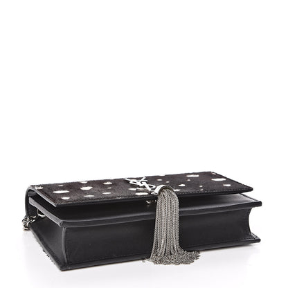 Saint Laurent Calf Hair Spotted Monogram Kate Tassel Chain Wallet Black 4 of 9