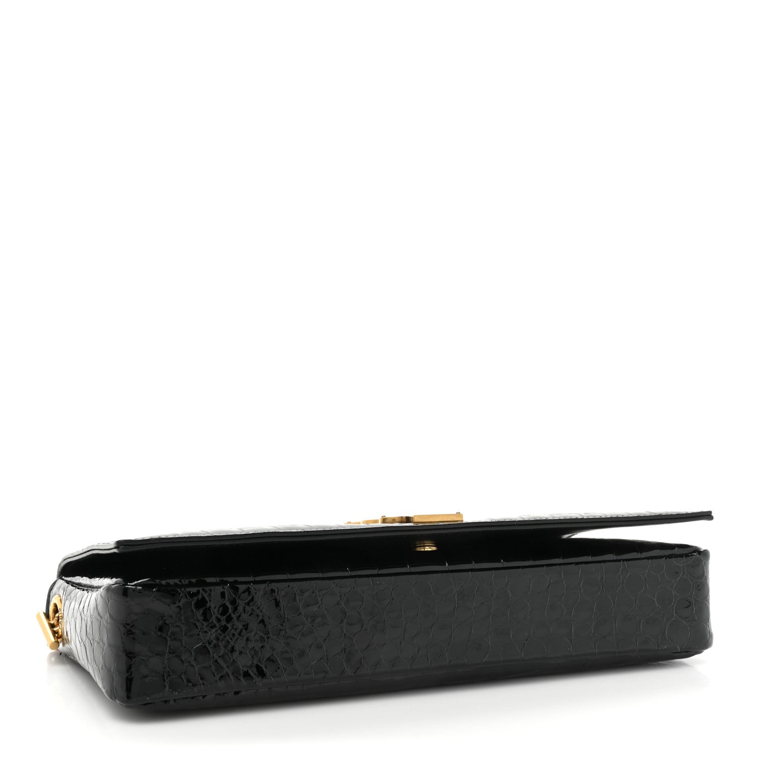 Saint Laurent Alligator Embossed Patent Leather Monogram Kate 99 Black 4 of 9