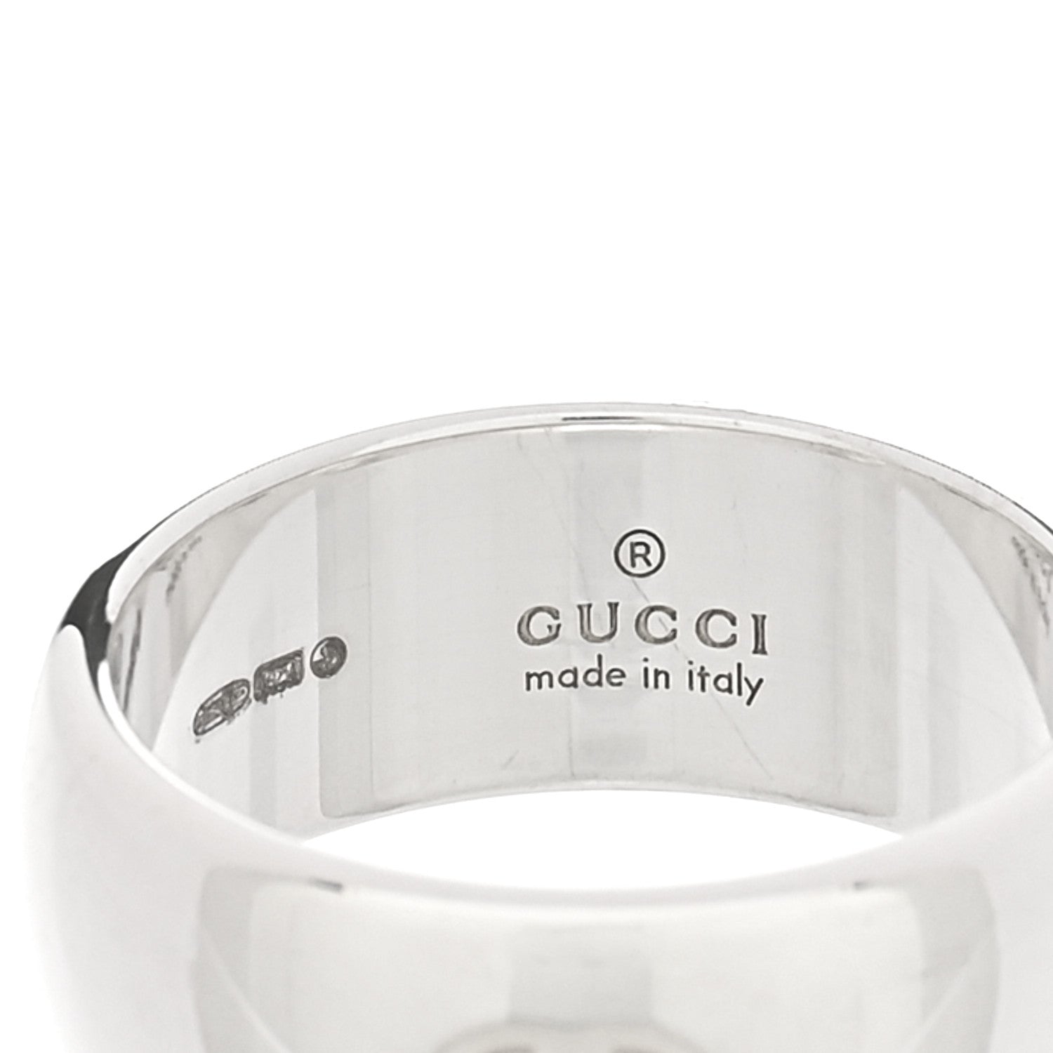 Gucci Sterling Silver Blind for Love Band Wide Ring 60 9 1845447