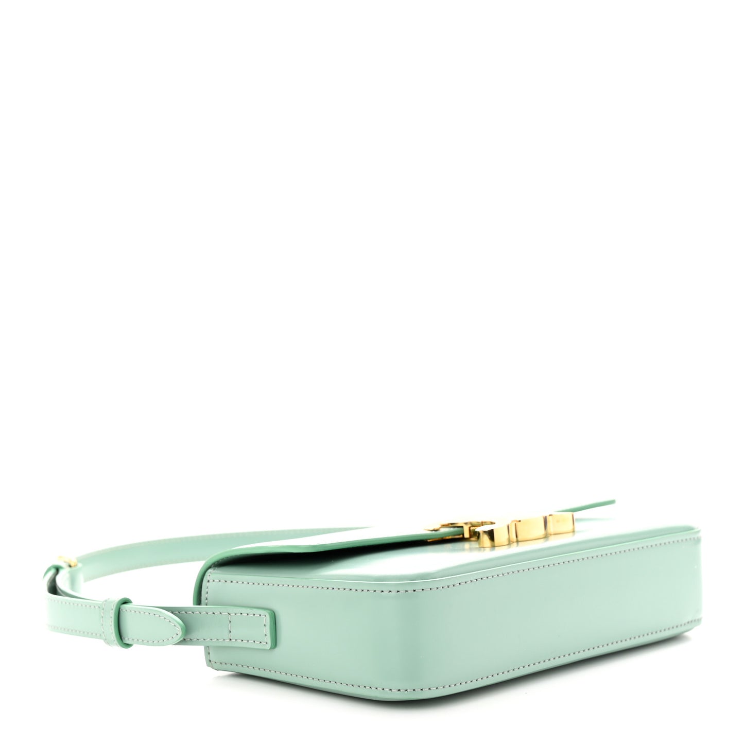 Shiny Calfskin Triomphe Shoulder Bag Celadon