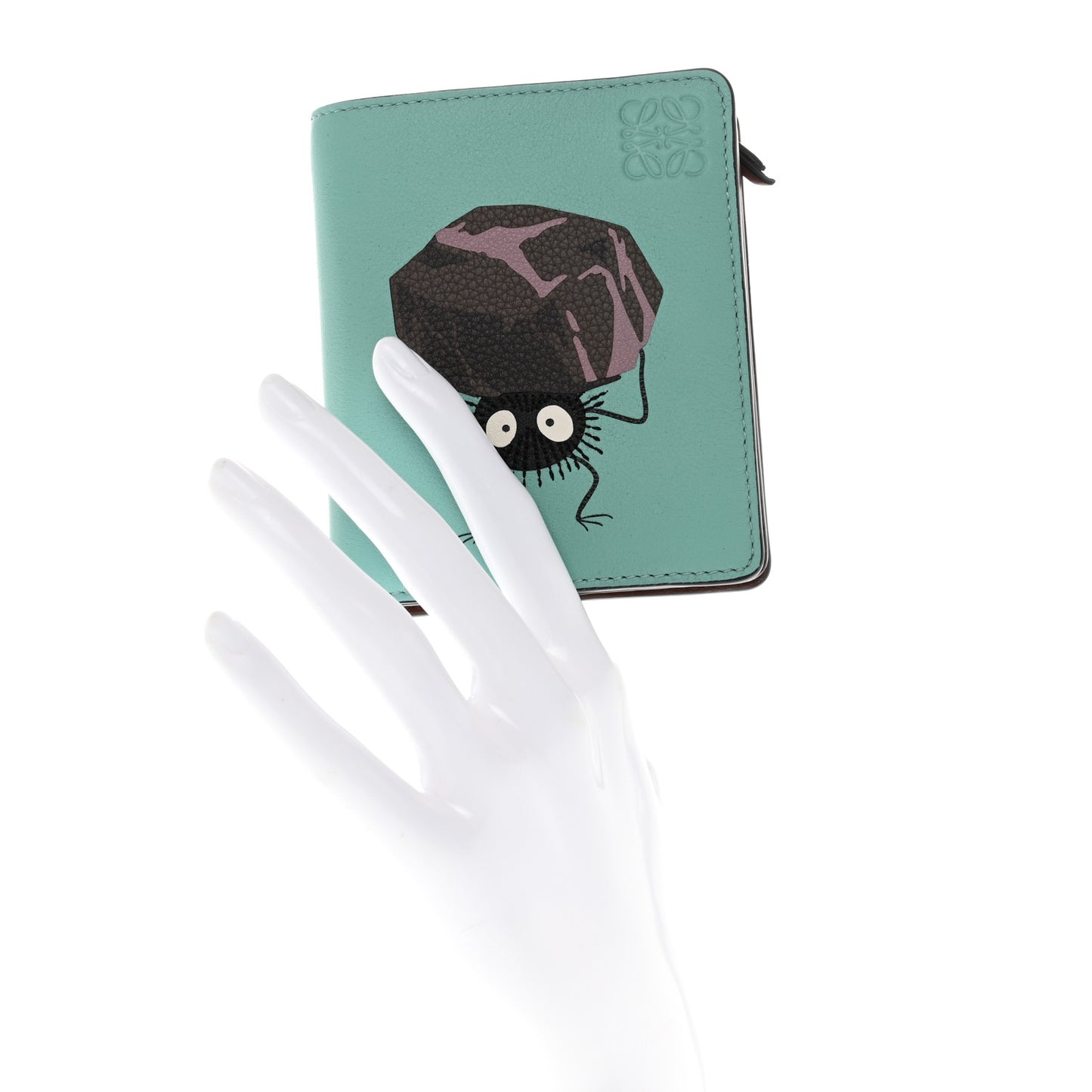 X SPIRITED AWAY Calfskin Susuwatari Compact Zip Wallet Fresh Mint