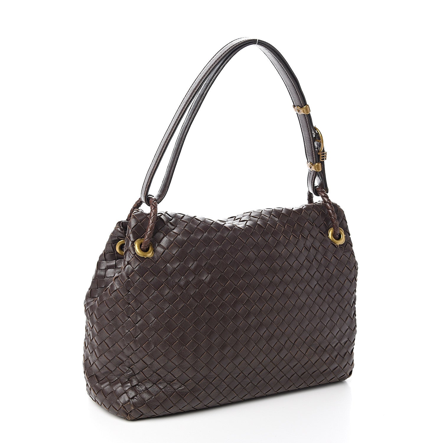 Bottega Veneta Nappa Intrecciato Flap Shoulder Bag Ebano 2 of 10