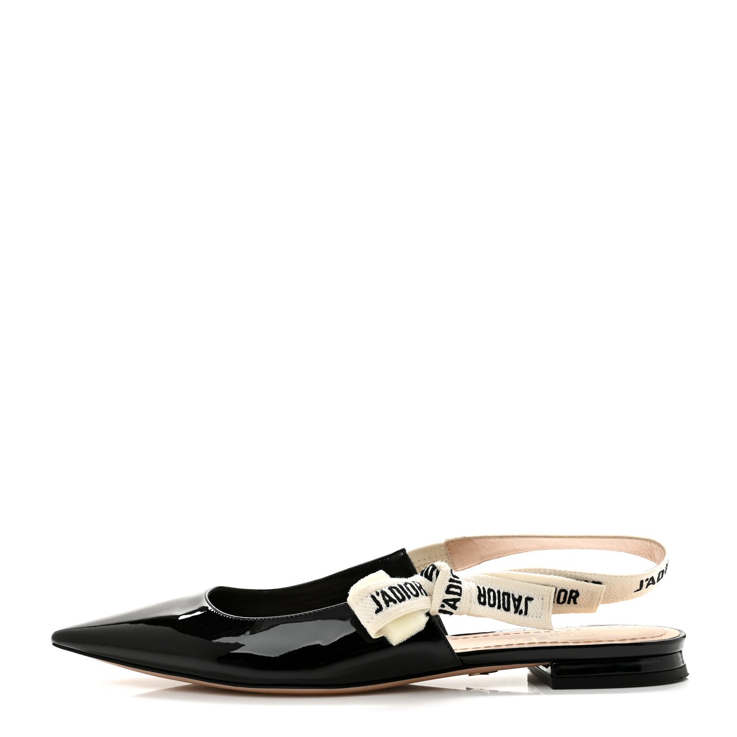 Patent Ribbon J'Adior Slingback Ballet Flats 38.5 Black