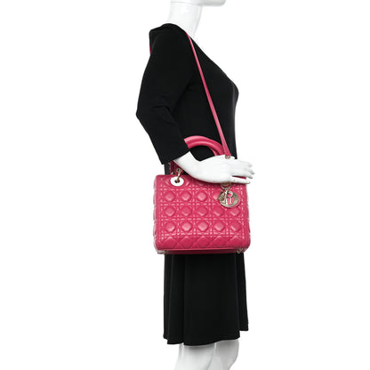 Christian Dior Lambskin Cannage Medium Lady Dior Pink 2 of 13