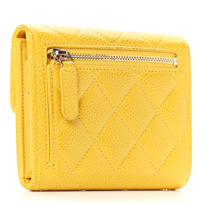 Chanel Caviar Quilted Compact Flap Wallet Yellow 2 of 5