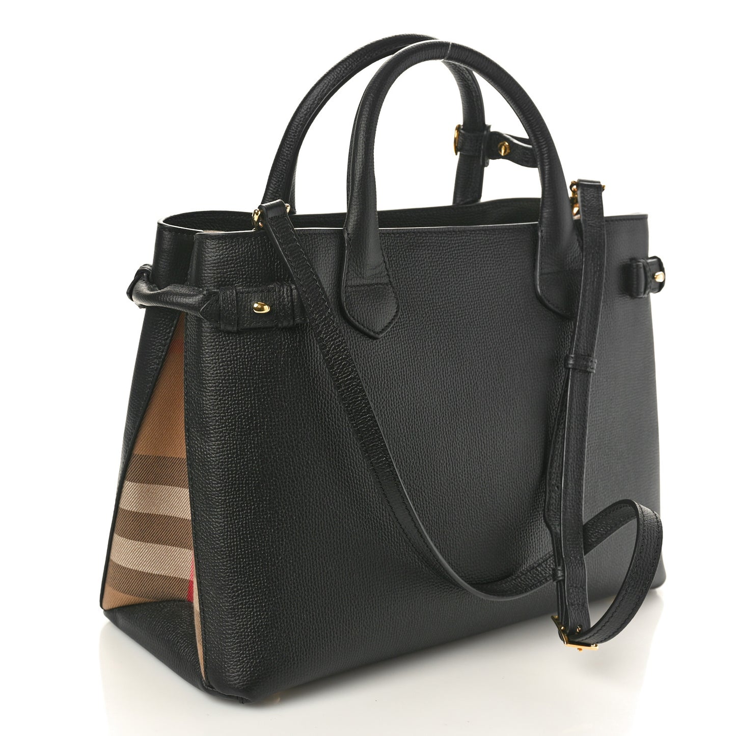 Derby Calfskin House Check Medium Banner Tote Black
