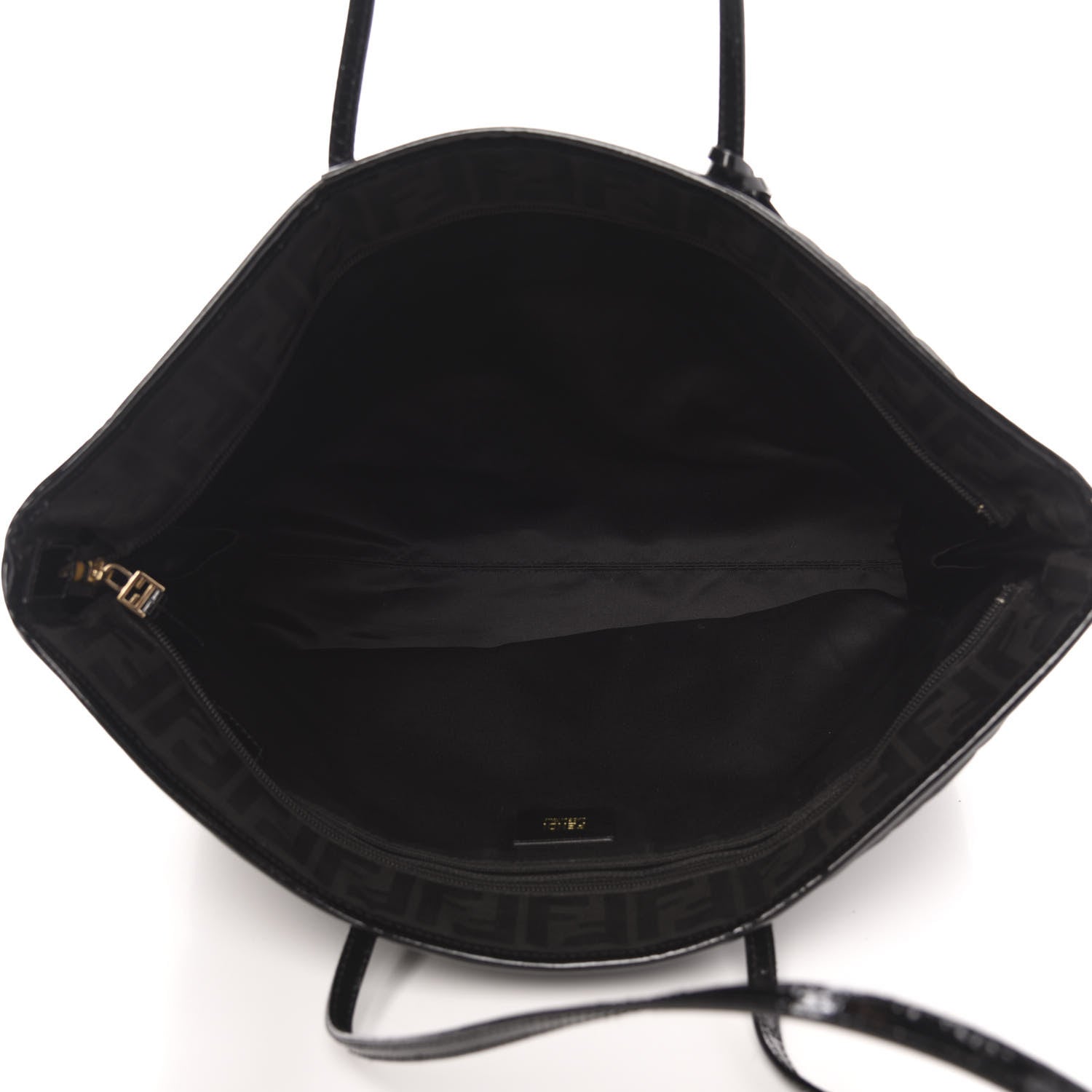Fendi Canvas Quilted FF Roll Tote Black 5 of 9