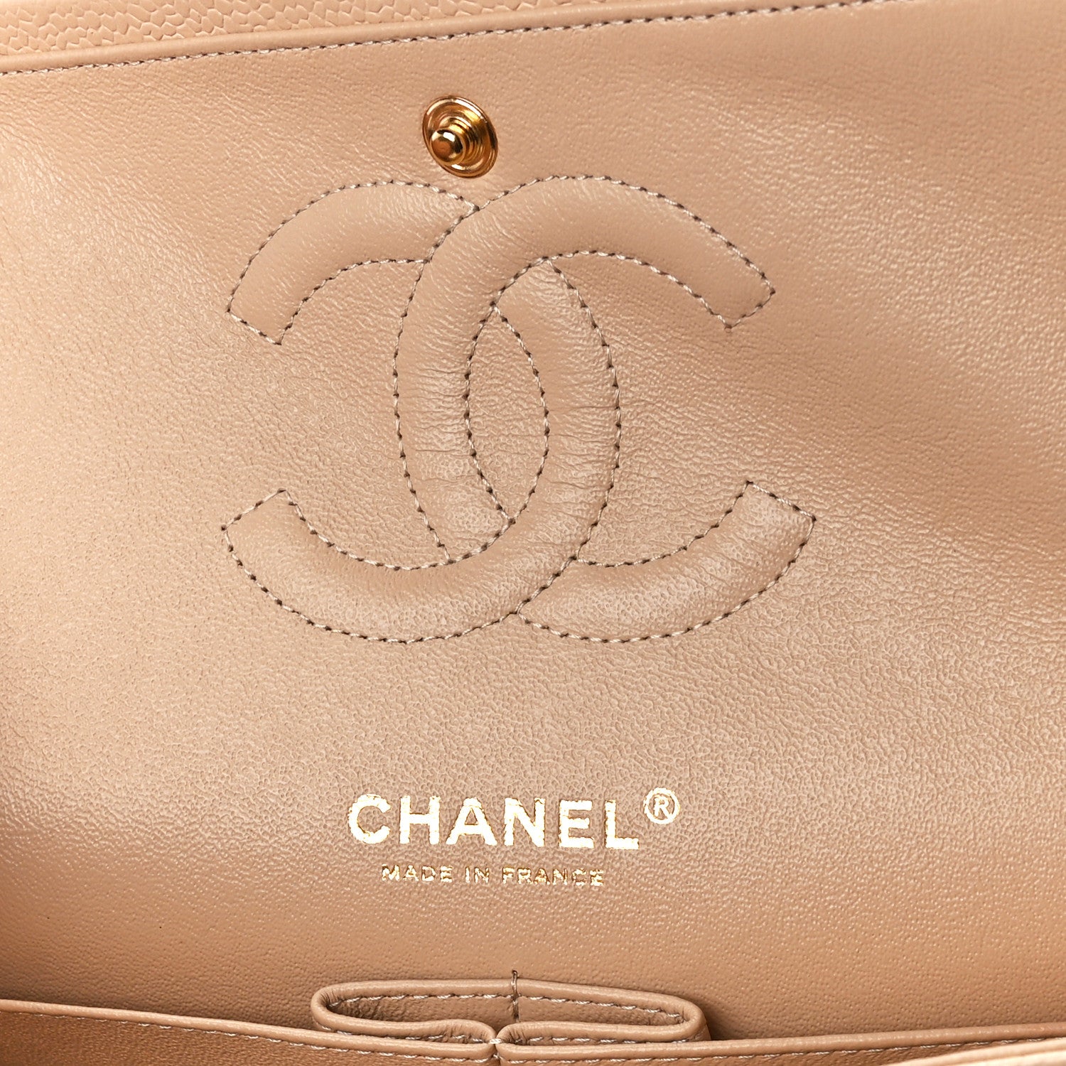 Chanel Caviar Quilted Medium Double Flap Beige 6 of 12