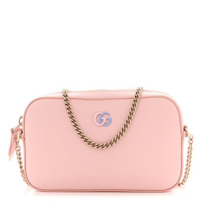 Gucci Dollar Calfskin Enamel Super Mini GG Marmont Chain Shoulder Bag Light Pink Blue 1 of 13