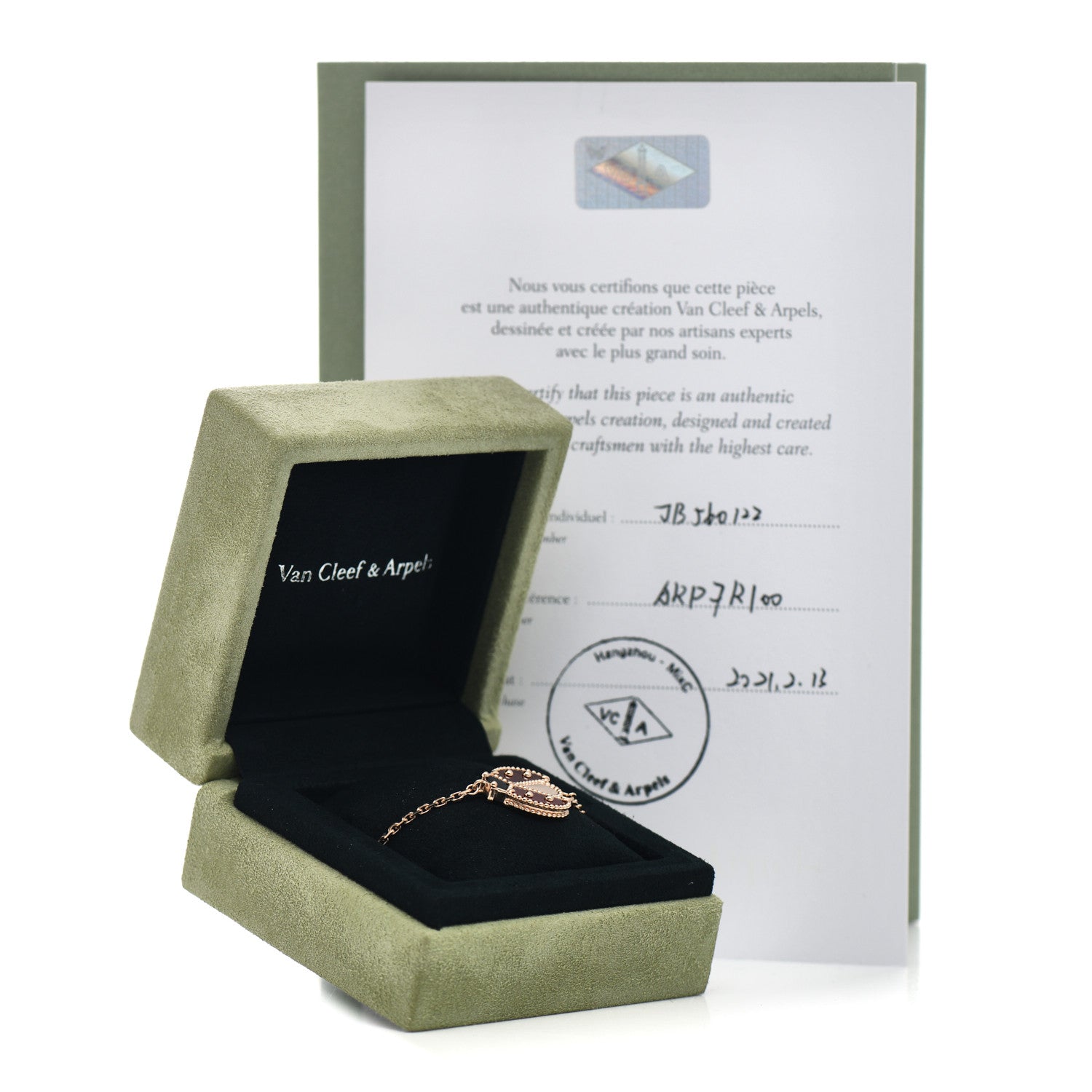 Van Cleef & Arpels 18K Rose Gold Carnelian Onyx Lucky Spring Open Wing Lady Bug Bracelet 5 of 5