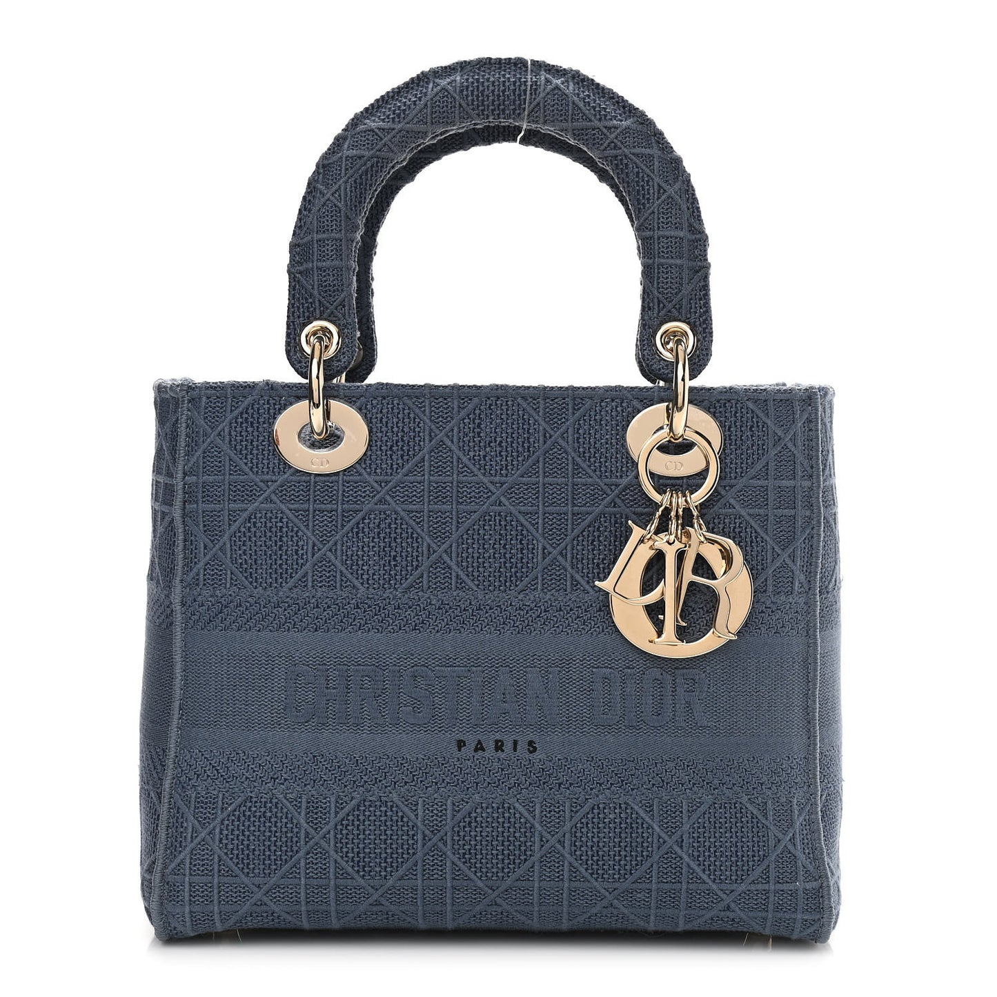 Canvas Embroidered Cannage Medium Lady D-Lite Denim Blue