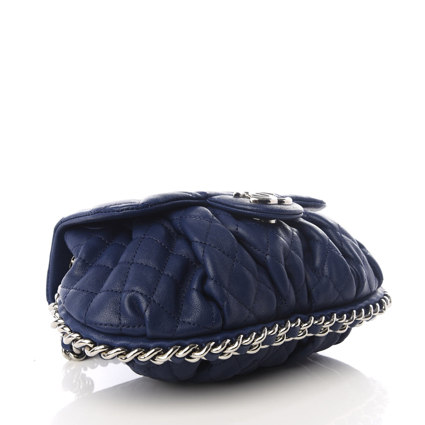 Washed Lambskin Quilted Mini Chain Around Messenger Blue