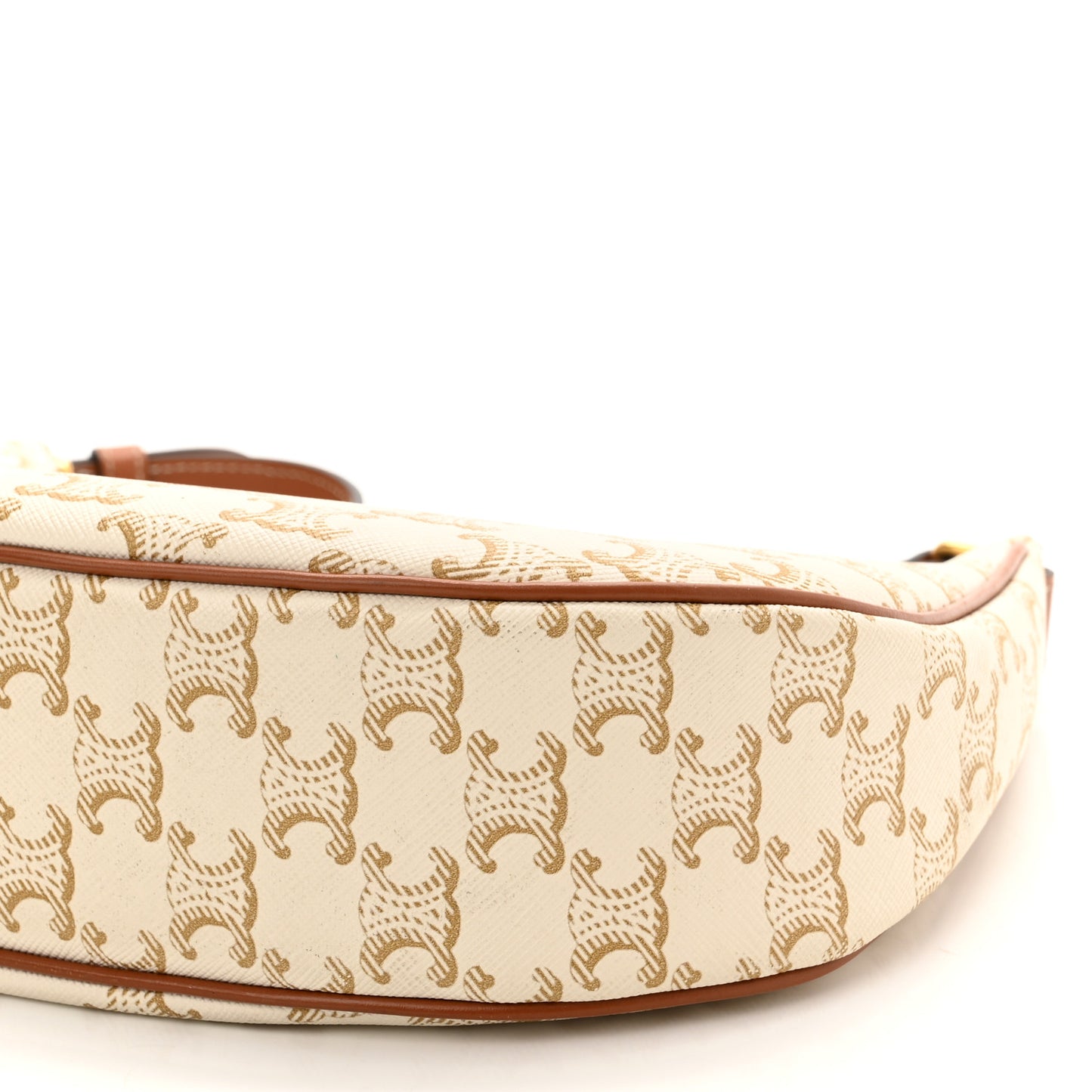 Canvas Calfskin Ava Triomphe Shoulder Bag White