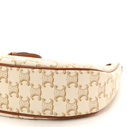 Celine Canvas Calfskin Ava Triomphe Shoulder Bag White 10 of 11