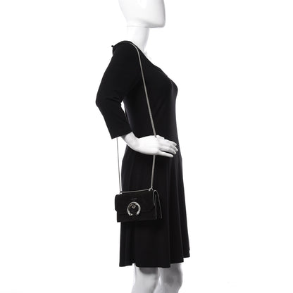 Jimmy Choo Suede Crystal Buckle Paris Crossbody Bag Black 2 of 10