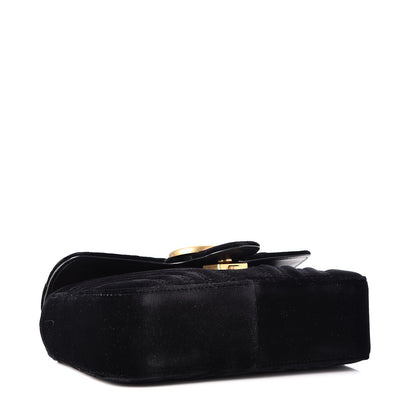 Gucci Velvet Matelasse Mini GG Marmont Shoulder Bag Black 5 of 11