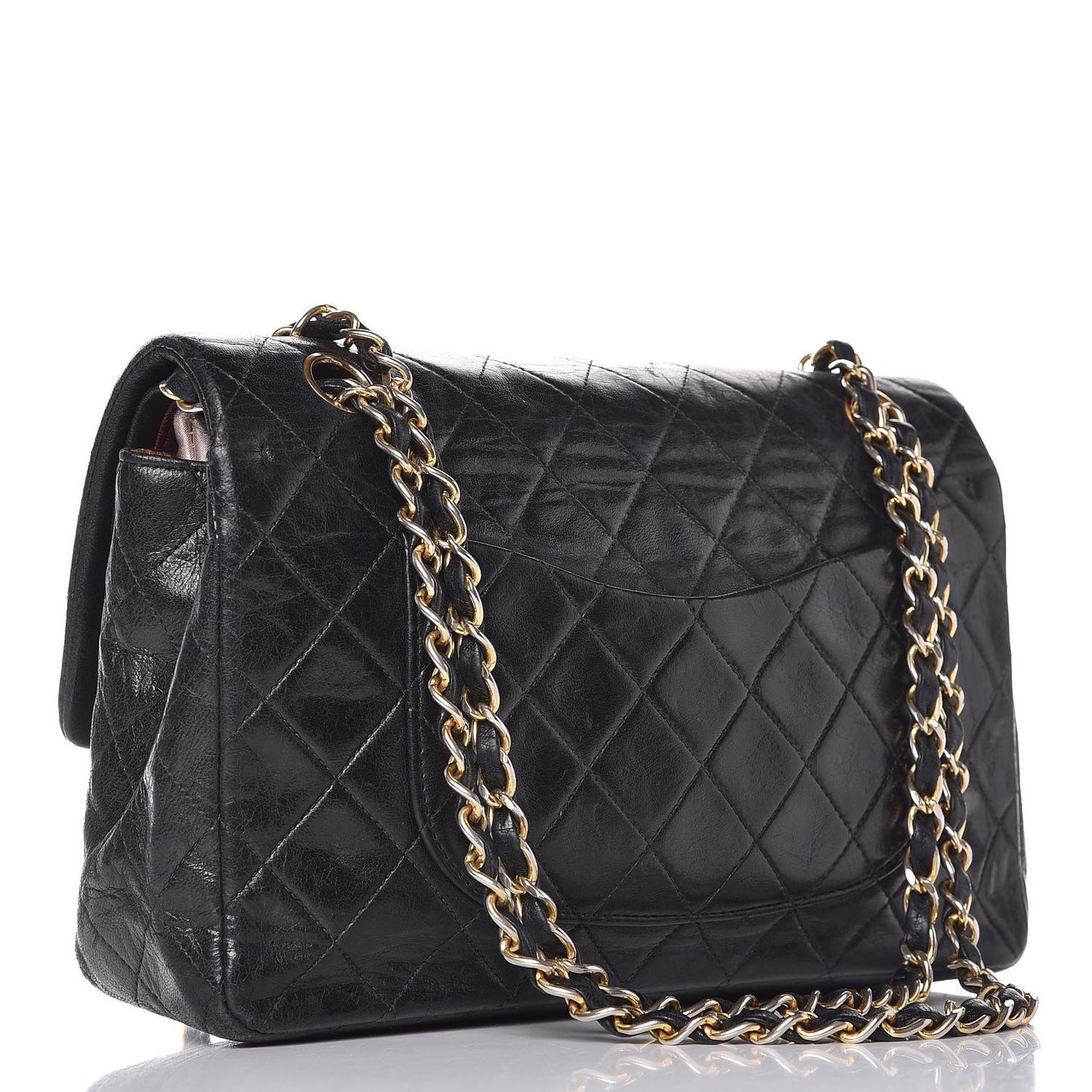 Lambskin Quilted Medium Double Flap Black