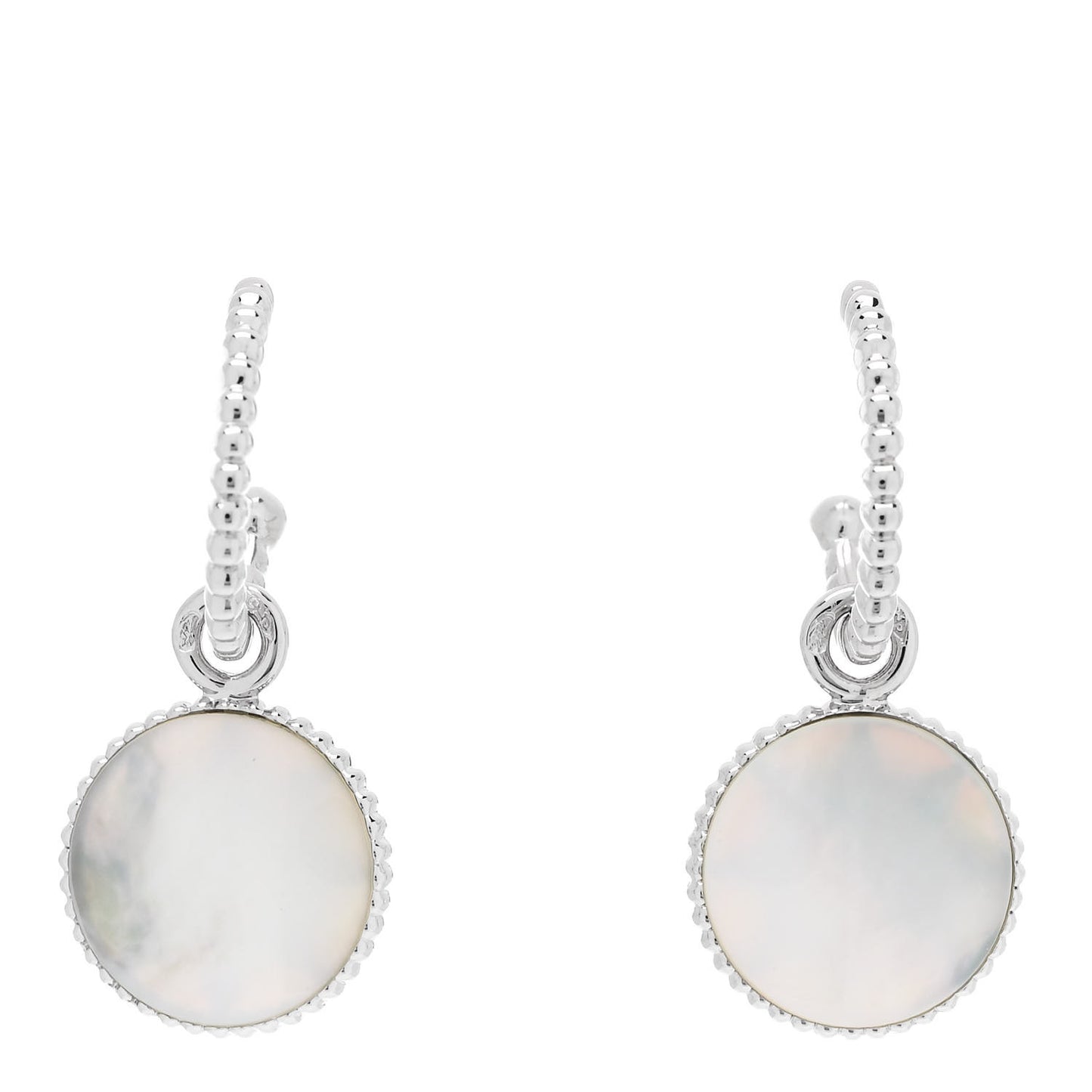 18K White Gold Diamond Mother of Pearl Rose Des Vents Drop Earrings