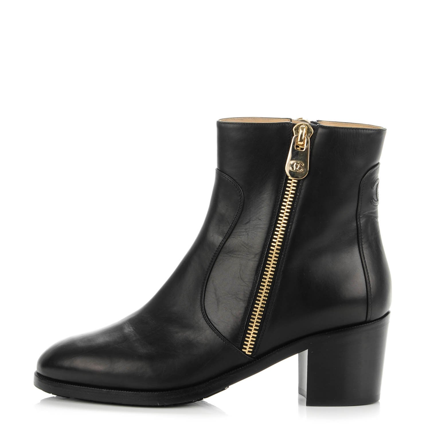 Chanel Calfskin Double Zip Short Boots 40 Black 1 of 11