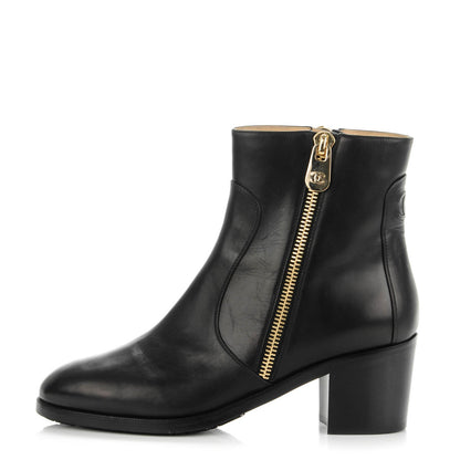 Chanel Calfskin Double Zip Short Boots 40 Black 1 of 11