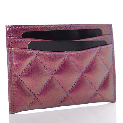 Chanel Iridescent Lambskin Quilted Card Holder Purple 3 of 8