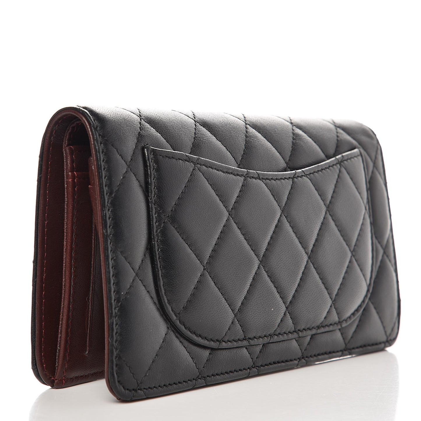 Lambskin Quilted Yen Wallet Black