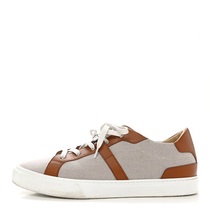 Hermes Calfskin Canvas Day Sneakers 45 Gold White 1 of 9