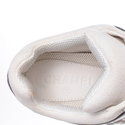 Chanel Suede Calfskin CC Sneakers 37 White Grey 9 of 10