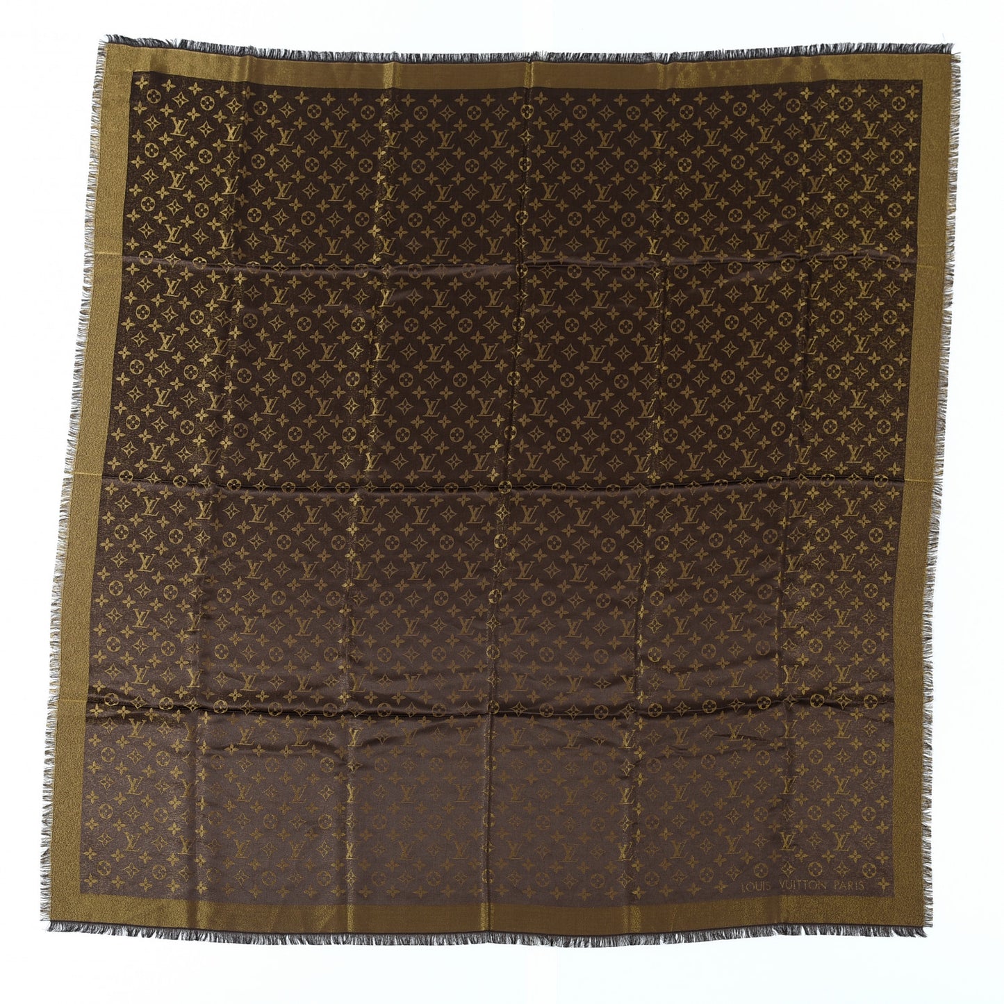 Silk Lurex Wool Monogram Shine Shawl Brown