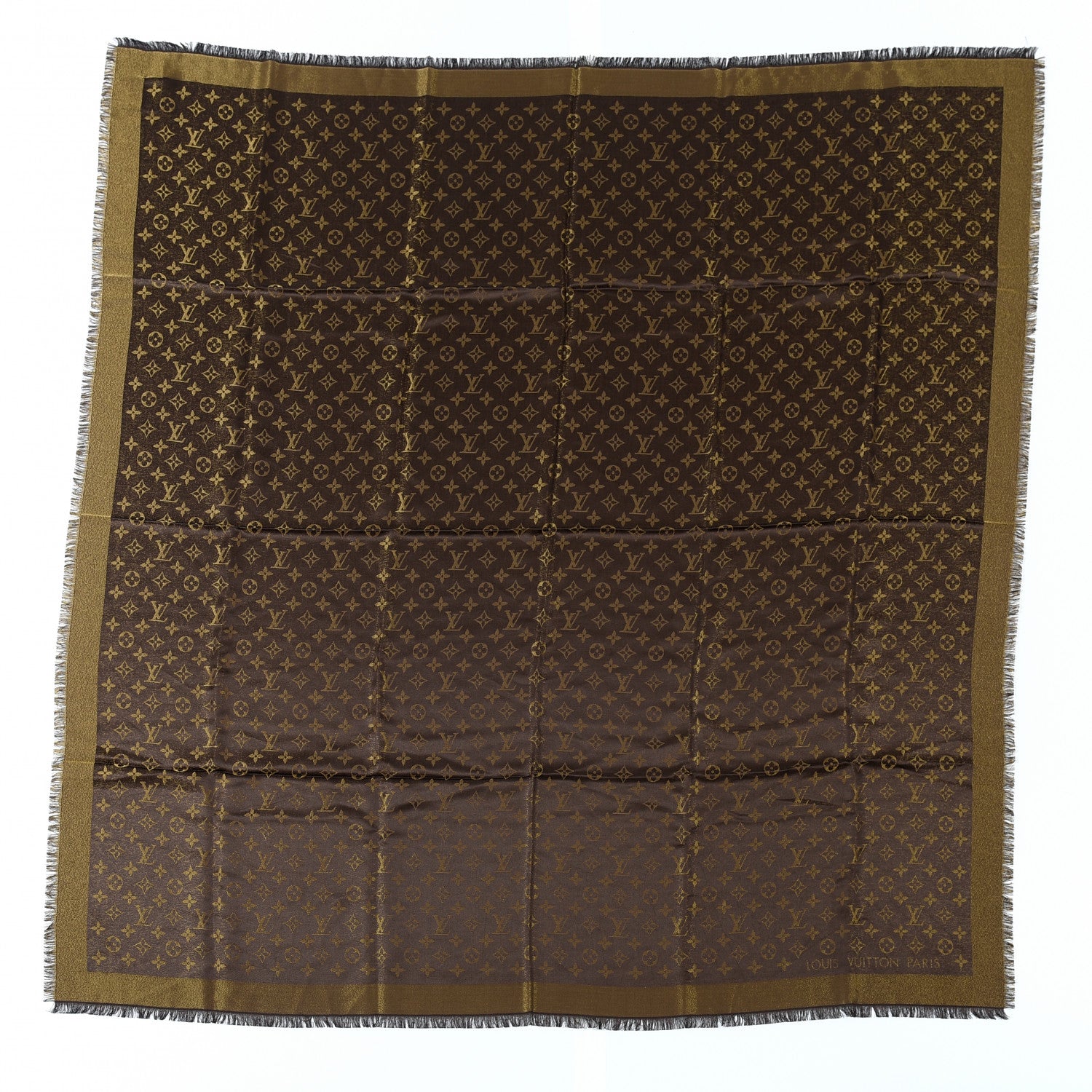 Louis Vuitton Silk Lurex Wool Monogram Shine Shawl Brown 1 of 4