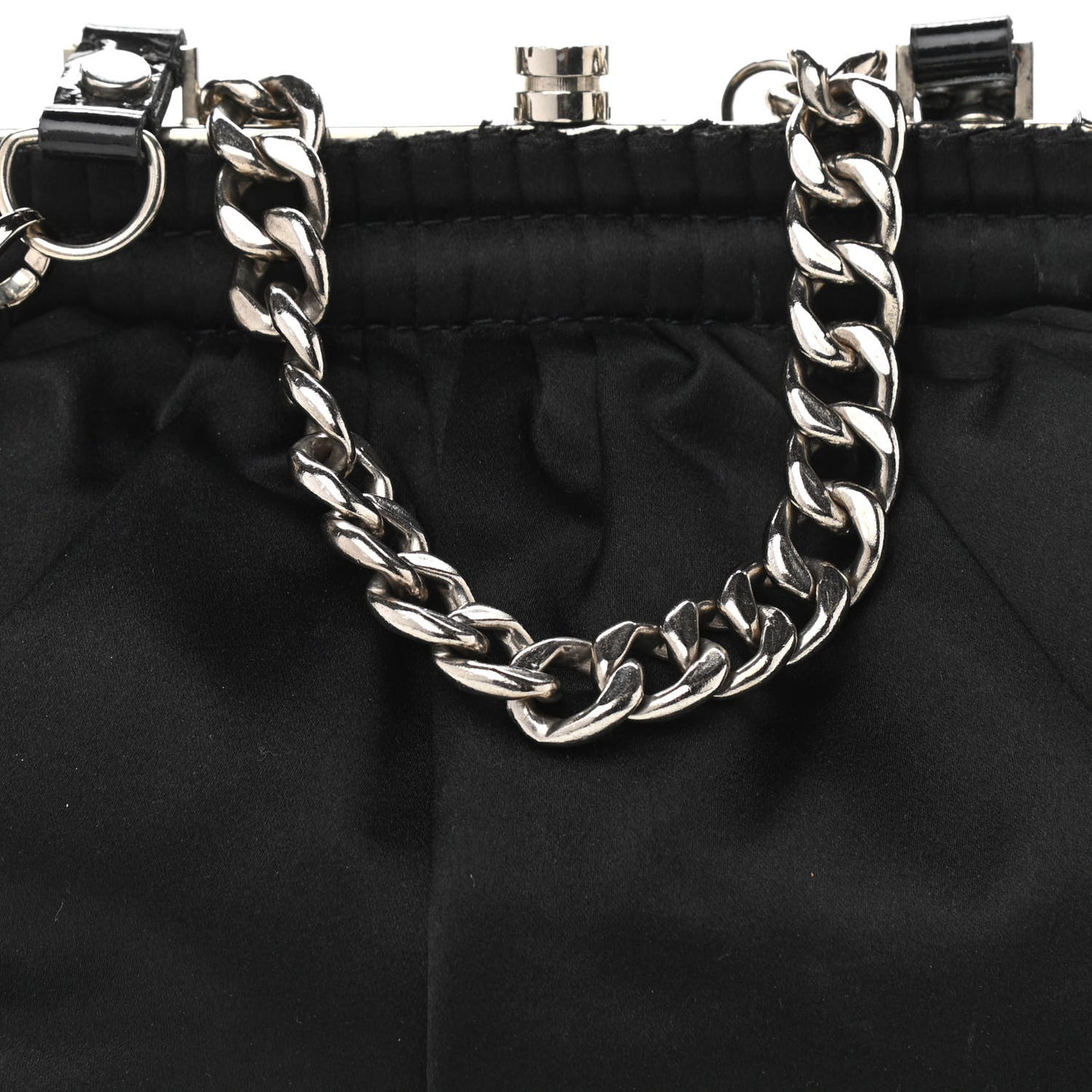 Satin Pleated Clutch Black