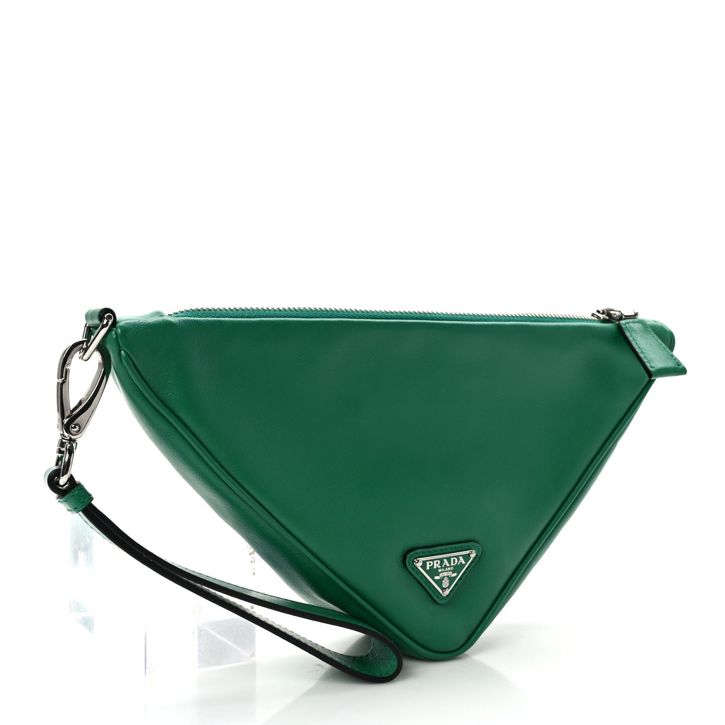 Grace Lux Triangle Logo Embossed Triangle Wristlet Pouch Mango