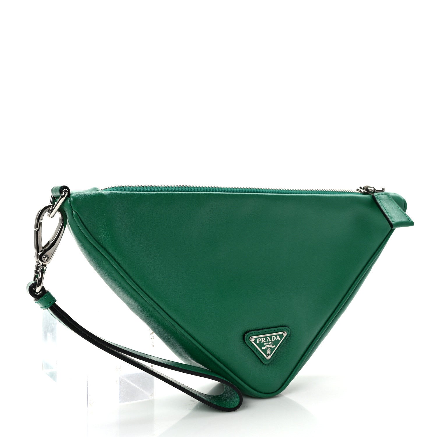 Prada Grace Lux Triangle Logo Embossed Triangle Wristlet Pouch Mango 3 of 9