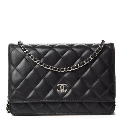 Chanel Lambskin Quilted Wallet On Chain WOC Black 1 of 12