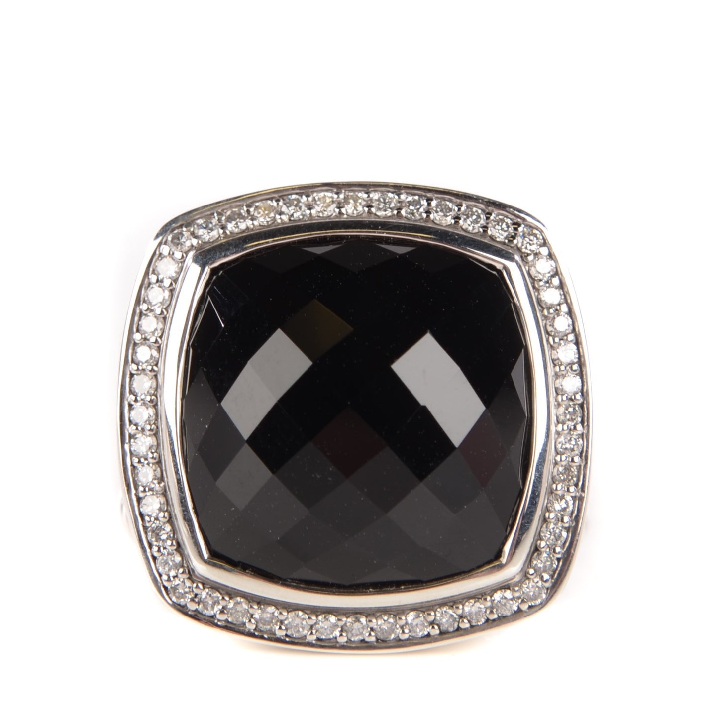 Sterling Silver Diamond Black Onyx 17mm Albion Ring 52 6