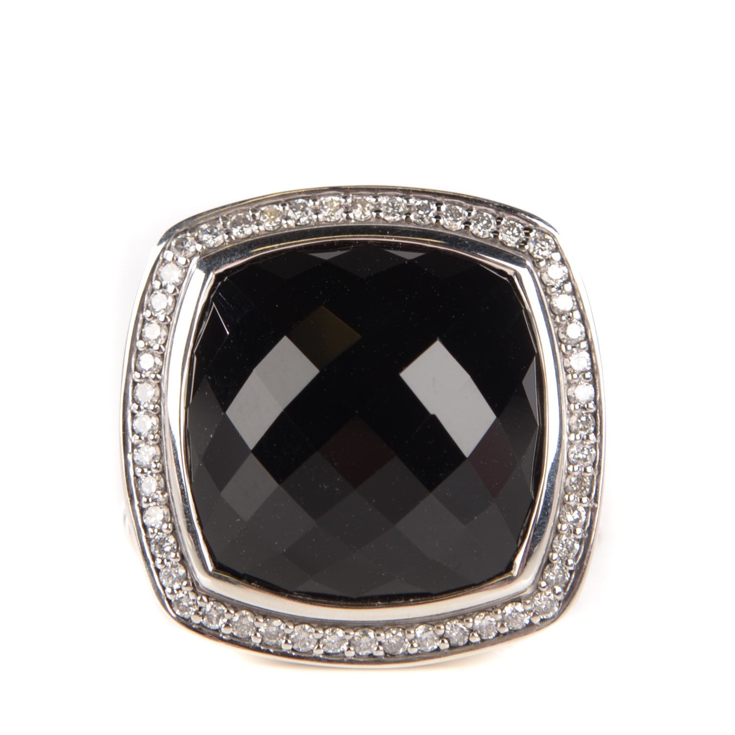 David Yurman Sterling Silver Diamond Black Onyx 17mm Albion Ring 52 6 1 of 4