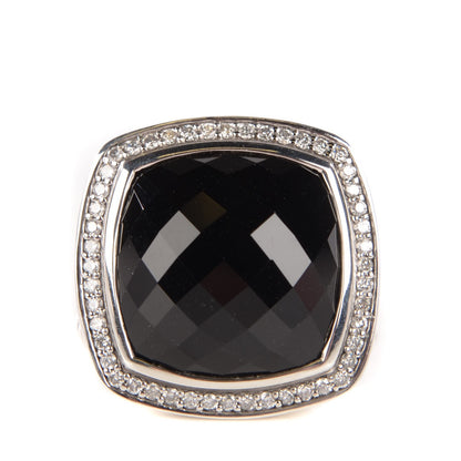 David Yurman Sterling Silver Diamond Black Onyx 17mm Albion Ring 52 6 1 of 4