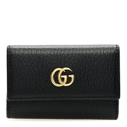 Gucci Pebbled Calfskin GG Marmont 6 Key Holder Black 1 of 6