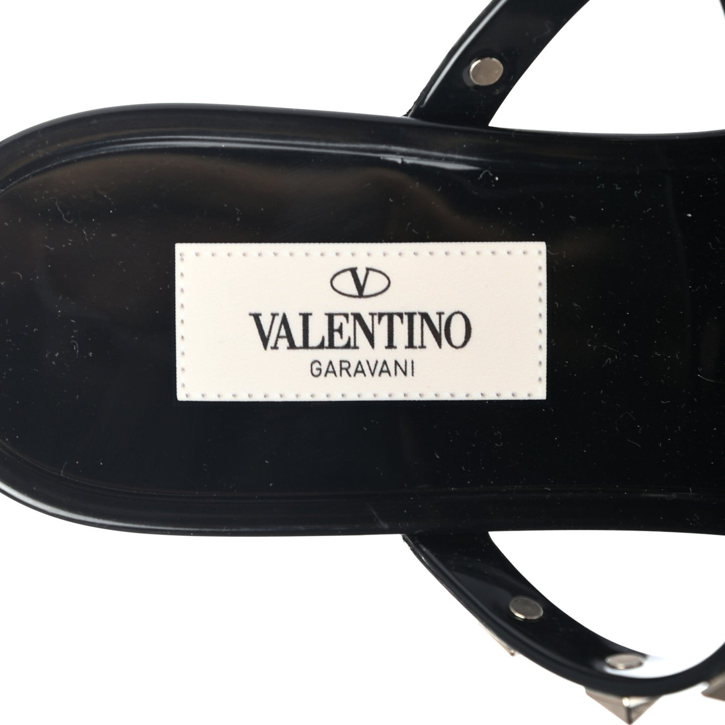 PVC Jelly Rockstud Caged Flat Thong Sandals 37 Black