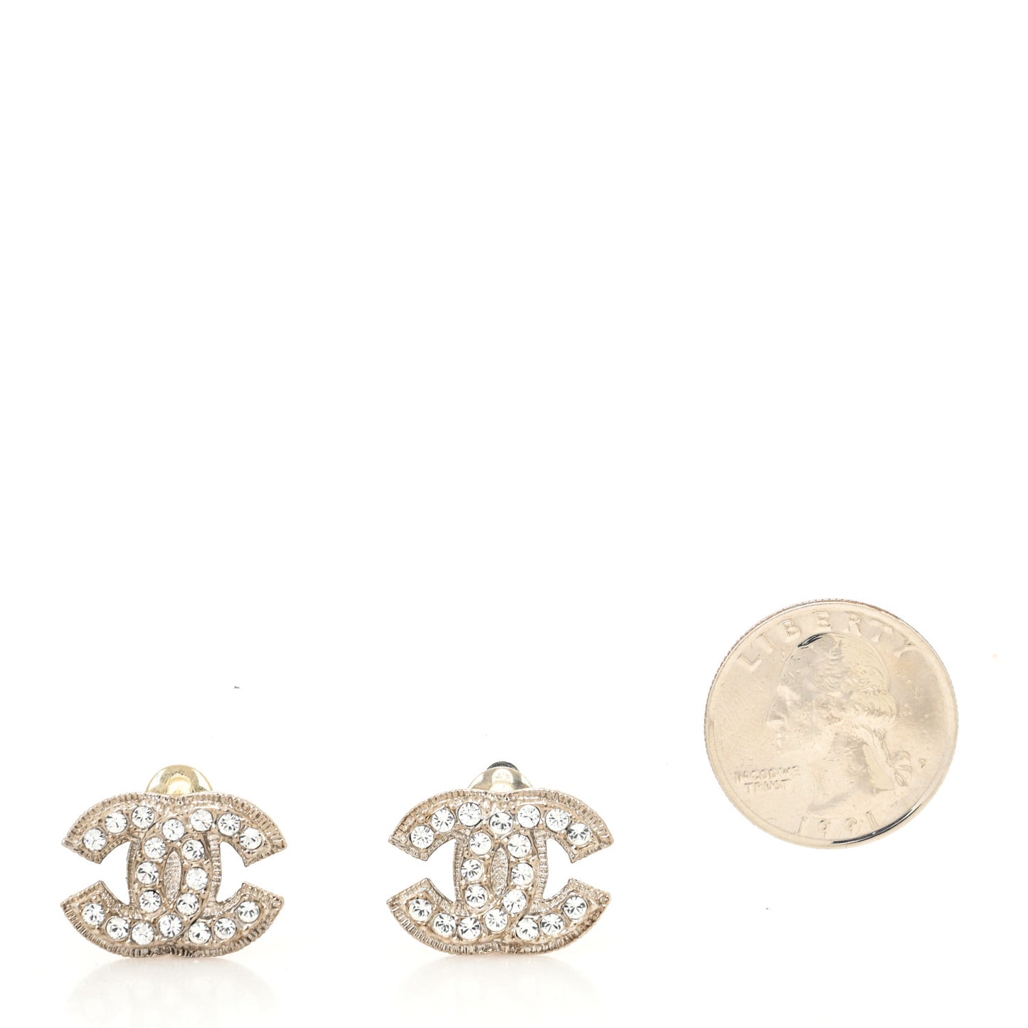 Crystal CC Clip On Earrings Silver
