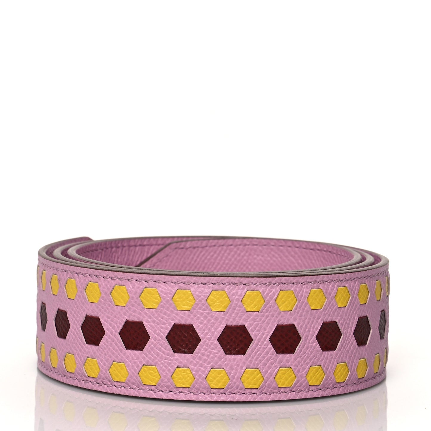 Epsom 30mm Hexagone Tressage Shoulder Strap Mauve Sylvestre Rouge H Jaune de Naples